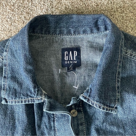 Gap Utility Blue Denim Carwash Romper Jumpsuit 16Tall Wide Leg Tie Belt NEW! - Picture 7 of 7